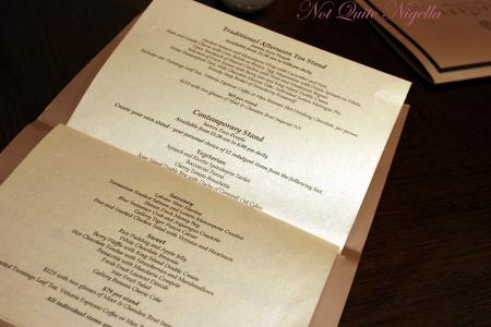 Gallery Tea Lounge Sheraton on the Park Menu