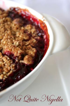 Plum and pear crumble