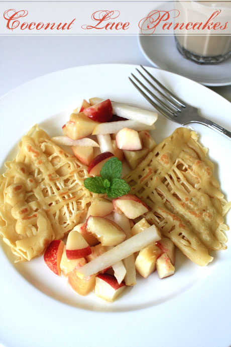 coconut lace pancakes white nectarines nashi coconut lace pancakes white nectarines nashi