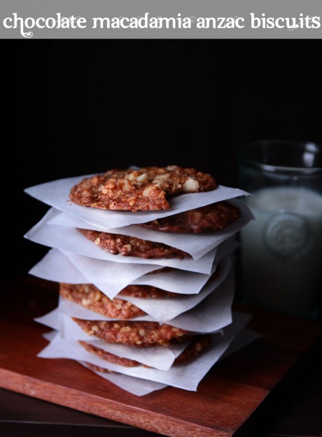 chocolate macadamia anzac biscuits