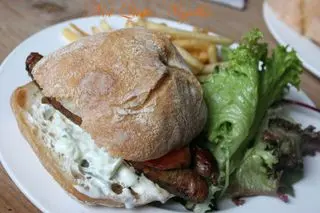 Deus cafe at Deusexmachina, Camperdown Lamb sausages