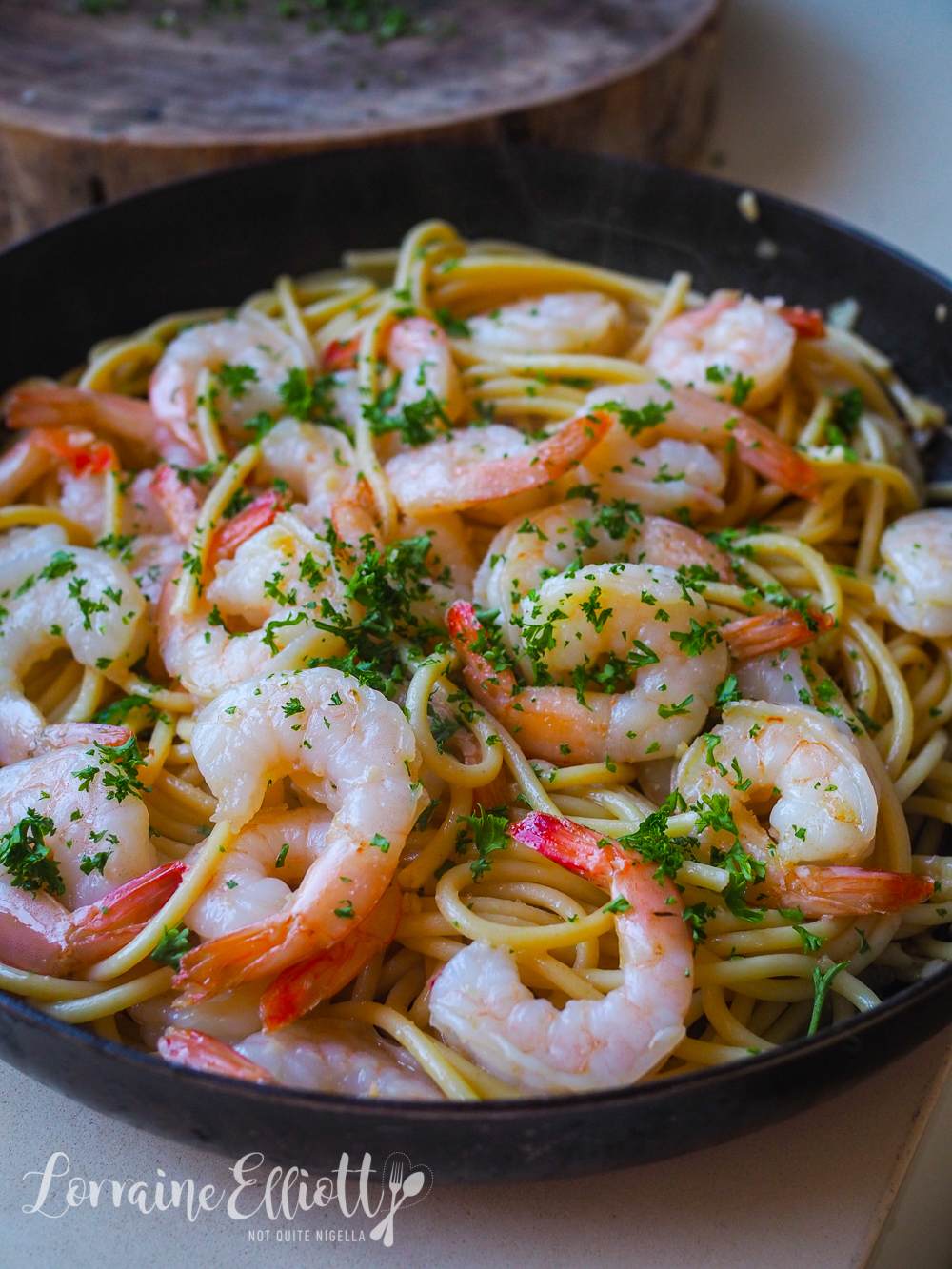 Garlic Butter Prawn Spaghetti With lemon @ Not Quite Nigella