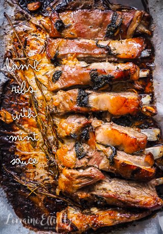 Sticky Lamb Ribs With Mint Sauce