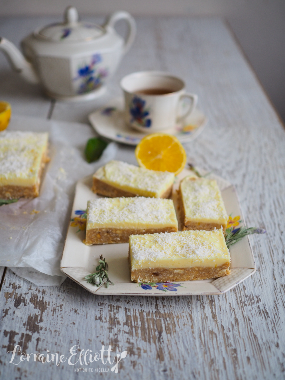 No Bake Lemon Coconut Bars Easy @ Not Quite Nigella