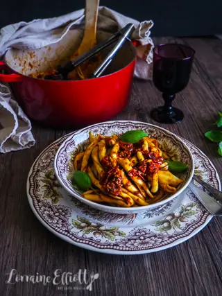 Nduja Fileja with Roasted Cherry Tomato Sauce