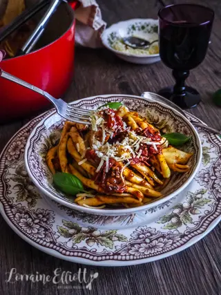 Nduja Fileja with Roasted Cherry Tomato Sauce