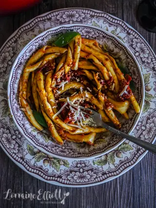 Nduja Fileja with Roasted Cherry Tomato Sauce