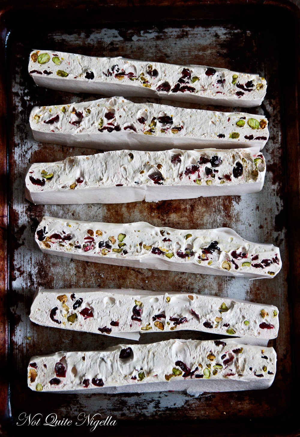 Pistachio & Cranberry Nougat @ Not Quite Nigella