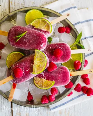Raspberry Daiquiri Ice Blocks Popsicles