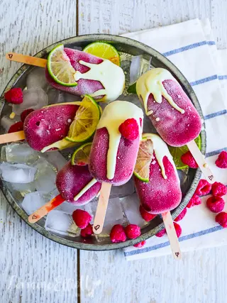 Raspberry Daiquiri Ice Blocks Popsicles