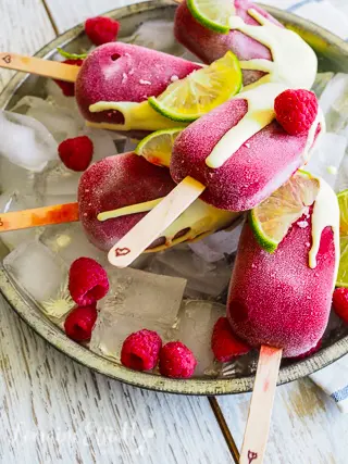 Raspberry Daiquiri Ice Blocks Popsicles