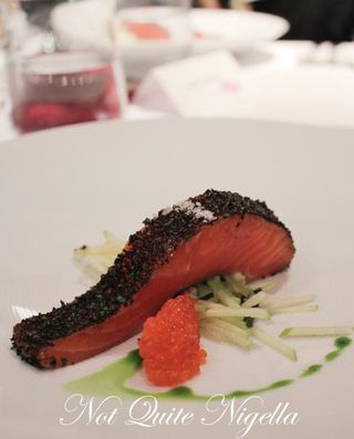 Confit Petuna Ocean Trout with Konbu, Celery and Apple