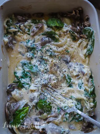Tiktok Baked Mushroom Alfredo Pasta