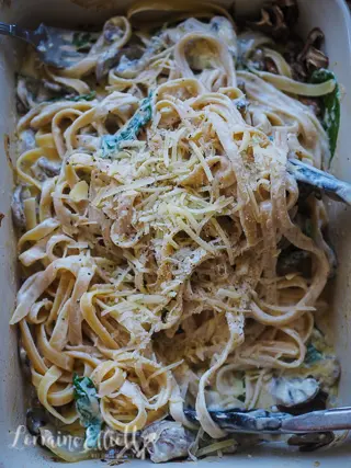 Tiktok Baked Mushroom Alfredo Pasta