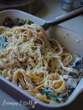 Tiktok Baked Mushroom Alfredo Pasta