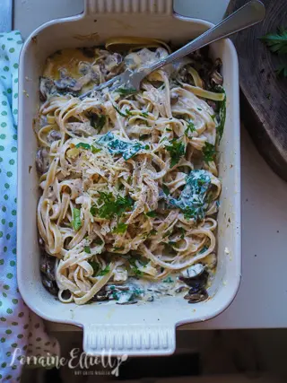 Tiktok Baked Mushroom Alfredo Pasta