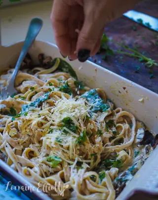 Tiktok Baked Mushroom Alfredo Pasta