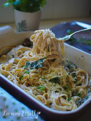 Tiktok Baked Mushroom Alfredo Pasta