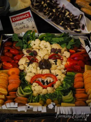 Pennywise vegetable platter with vegan pumpkin toum dip
