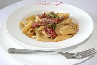 Vodka cream penne with chorizo