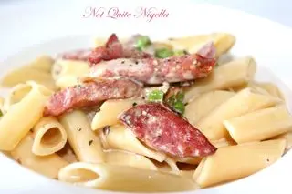 Vodka cream penne with chorizo